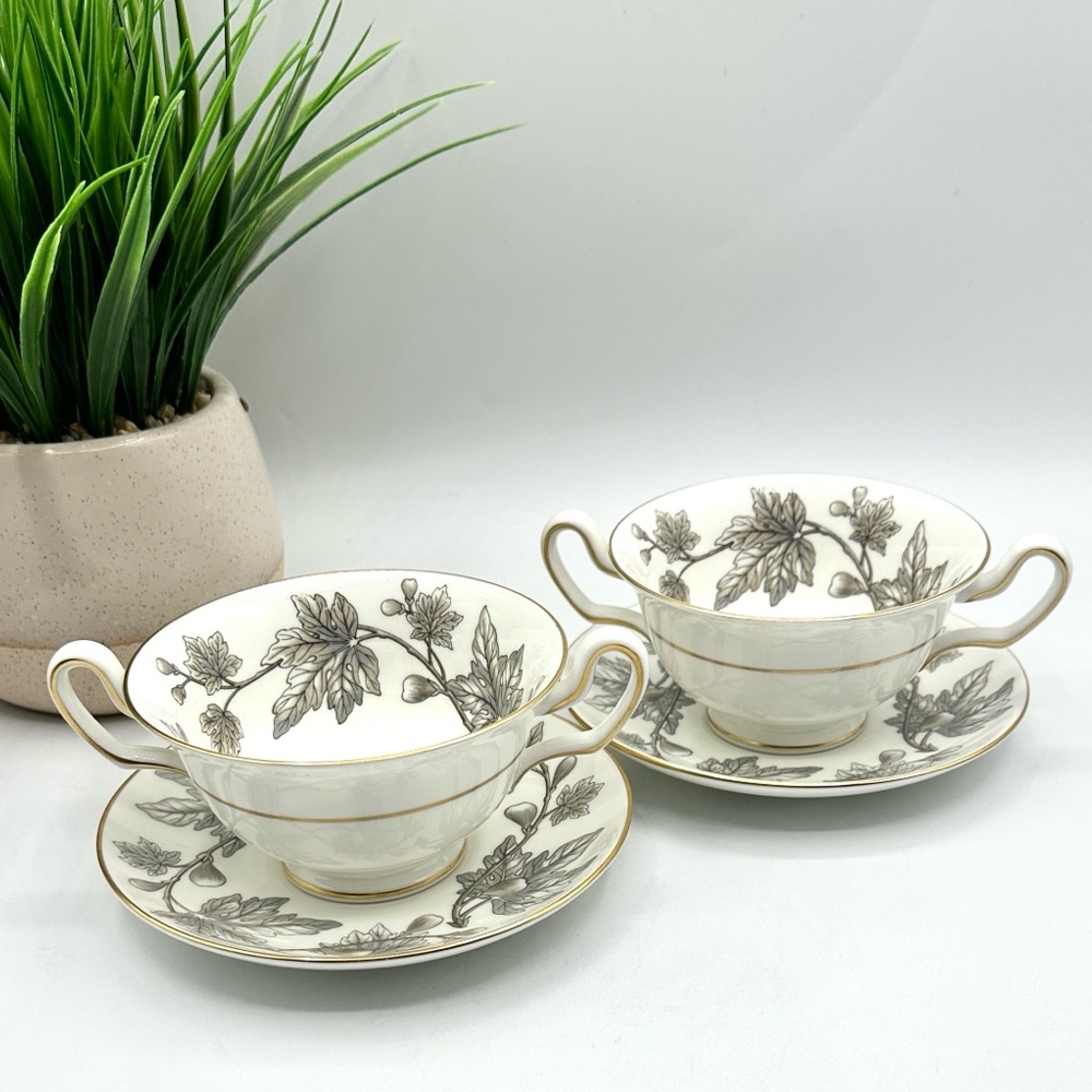 2 Wedgwood Cream Soup & Saucer sets. Vintage, made in England.1960s - Picture 3 of 13